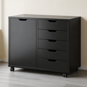 Black 5-Drawer Rolling File Cabinet with Wheels Printer Stand